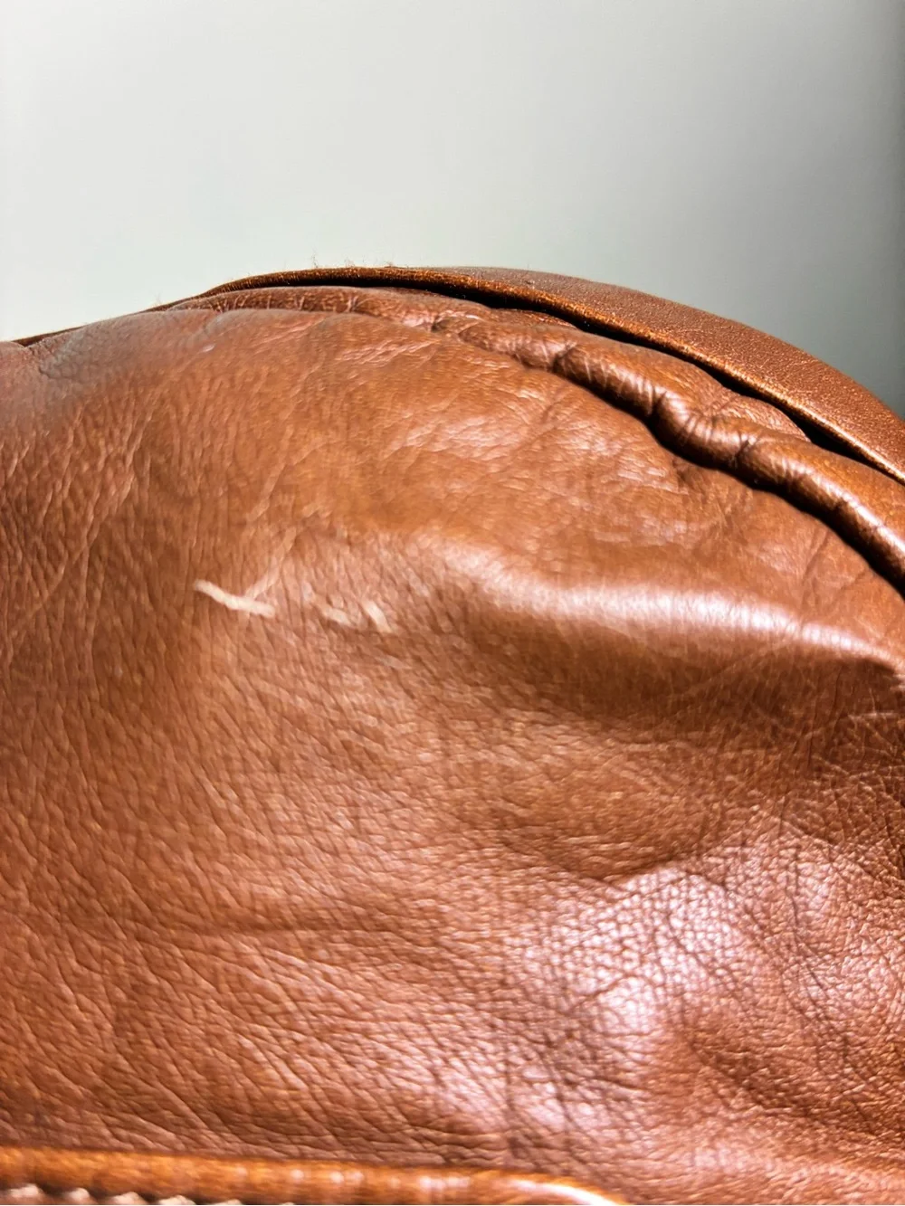 Vintage Y2K Mudd Brown Vegan Leather Fox Patch Backpack Bag Book Bag